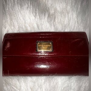 Dolce & Gabbana Burgundy Cracked Leather Continental Wallet